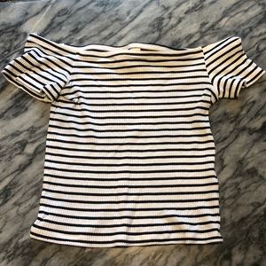 Black and White Striped Off the Shoulder Top
